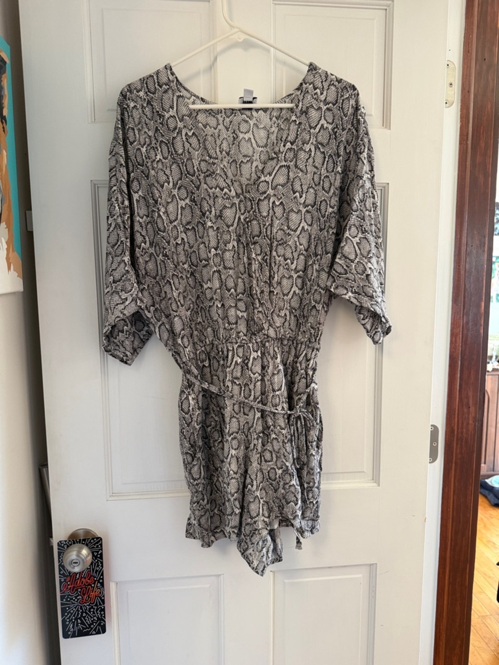 Snake Print Romper - Gray/Black